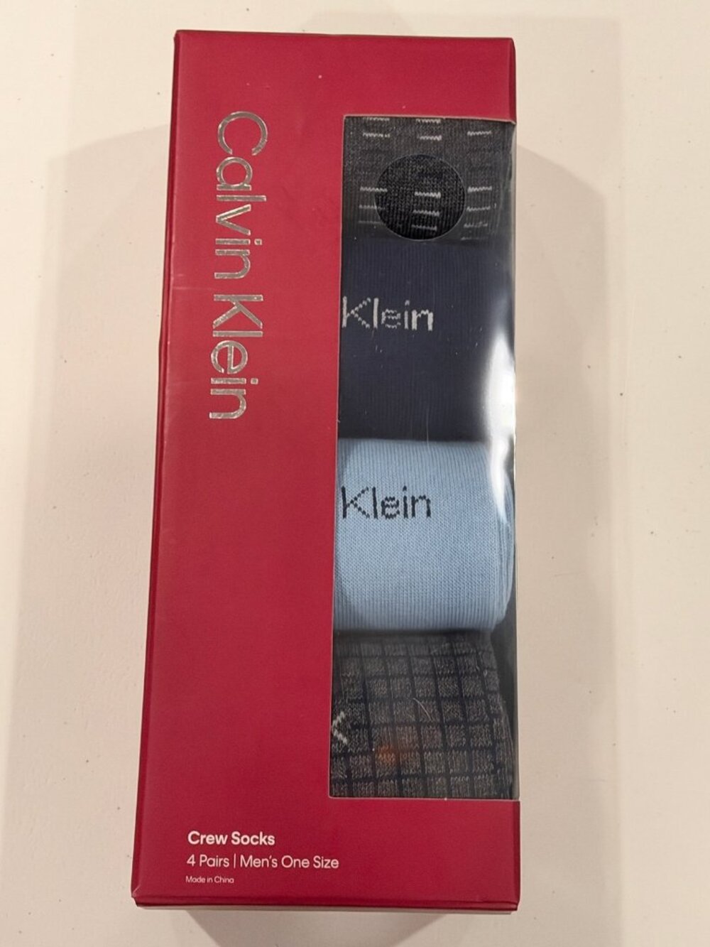 Calvin Klein Crew Socks Mens One Size 4 Pack Dress Casual Blue Gray Black $32